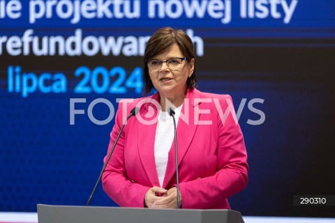  17.06.2024 WARSZAWA<br />
KONFERENCJA PRASOWA MINISTER ZDROWIA IZABELI LESZCZYNY NT. NOWEJ LISTY LEKOW REFUNDOWANYCH<br />
N/Z IZABELA LESZCZYNA<br />
FOT. ANTONI BYSZEWSKI/FOTONEWS 