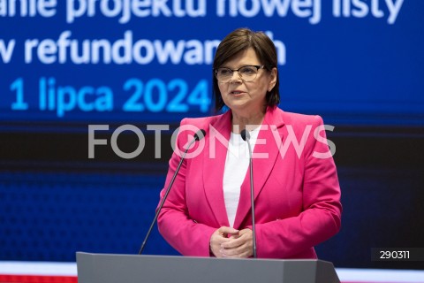  17.06.2024 WARSZAWA<br />
KONFERENCJA PRASOWA MINISTER ZDROWIA IZABELI LESZCZYNY NT. NOWEJ LISTY LEKOW REFUNDOWANYCH<br />
N/Z IZABELA LESZCZYNA<br />
FOT. ANTONI BYSZEWSKI/FOTONEWS 