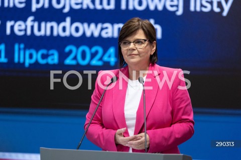  17.06.2024 WARSZAWA<br />
KONFERENCJA PRASOWA MINISTER ZDROWIA IZABELI LESZCZYNY NT. NOWEJ LISTY LEKOW REFUNDOWANYCH<br />
N/Z IZABELA LESZCZYNA<br />
FOT. ANTONI BYSZEWSKI/FOTONEWS 