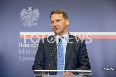  25.06.2024 WARSZAWA<br />
KONFERENCJA PRASOWA MINISTROW SPRAW ZAGRANICZNYCH POLSKI I SZWECJI<br />
PRESS CONFERENCE OF THE FOREIGN MINISTERS OF POLAND AND SWEDEN<br />
N/Z RADOSLAW SIKORSKI<br />
FOT. MARCIN BANASZKIEWICZ/FOTONEWS  