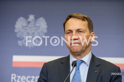  25.06.2024 WARSZAWA<br />
KONFERENCJA PRASOWA MINISTROW SPRAW ZAGRANICZNYCH POLSKI I SZWECJI<br />
PRESS CONFERENCE OF THE FOREIGN MINISTERS OF POLAND AND SWEDEN<br />
N/Z RADOSLAW SIKORSKI<br />
FOT. MARCIN BANASZKIEWICZ/FOTONEWS  