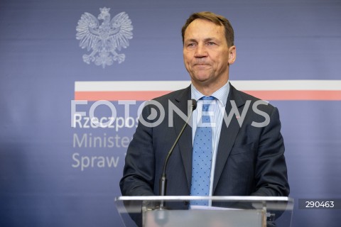  25.06.2024 WARSZAWA<br />
KONFERENCJA PRASOWA MINISTROW SPRAW ZAGRANICZNYCH POLSKI I SZWECJI<br />
PRESS CONFERENCE OF THE FOREIGN MINISTERS OF POLAND AND SWEDEN<br />
N/Z RADOSLAW SIKORSKI<br />
FOT. MARCIN BANASZKIEWICZ/FOTONEWS  