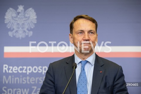  25.06.2024 WARSZAWA<br />
KONFERENCJA PRASOWA MINISTROW SPRAW ZAGRANICZNYCH POLSKI I SZWECJI<br />
PRESS CONFERENCE OF THE FOREIGN MINISTERS OF POLAND AND SWEDEN<br />
N/Z RADOSLAW SIKORSKI<br />
FOT. MARCIN BANASZKIEWICZ/FOTONEWS  