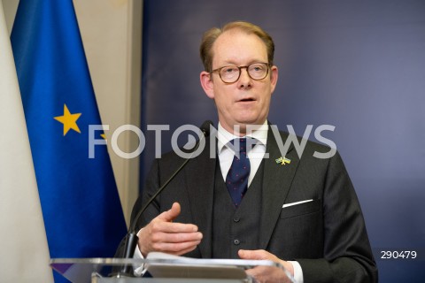  25.06.2024 WARSZAWA<br />
KONFERENCJA PRASOWA MINISTROW SPRAW ZAGRANICZNYCH POLSKI I SZWECJI<br />
PRESS CONFERENCE OF THE FOREIGN MINISTERS OF POLAND AND SWEDEN<br />
N/Z TOBIAS BILLSTROM<br />
FOT. MARCIN BANASZKIEWICZ/FOTONEWS  