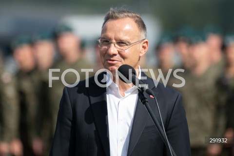  09.08.2024 WARSZAWA<br />
WIZYTA PREZYDENTA RP ANDRZEJA DUDY NA ZGRUPOWANIU WOJSKOWYM<br />
N/Z PREZYDENT RP ANDRZEJ DUDA <br />
FOT. MARCIN BANASZKIEWICZ/FOTONEWS  