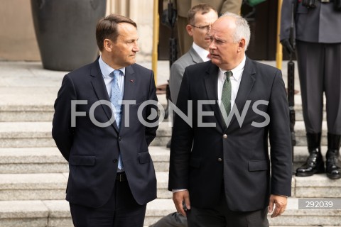  22.08.2024 WARSZAWA<br />
SPOTKANIE PREMIERA DONALDA TUSKA Z PREMIEREM REPUBLIKI INDII NARENDRA MODIM<br />
PRIME MINISTER NARENDRA MODI ARRIVES IN POLAND FOR FIRST VISIT BY INDIAN PRIME MINISTER IN 45 YEARS<br />
N/Z RADOSLAW SIKORSKI PAWEL ZALEWSKI<br />
FOT. MARCIN BANASZKIEWICZ/FOTONEWS  