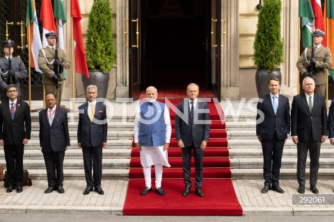  22.08.2024 WARSZAWA<br />
SPOTKANIE PREMIERA DONALDA TUSKA Z PREMIEREM REPUBLIKI INDII NARENDRA MODIM<br />
PRIME MINISTER NARENDRA MODI ARRIVES IN POLAND FOR FIRST VISIT BY INDIAN PRIME MINISTER IN 45 YEARS<br />
N/Z DONALD TUSK NARENDRA MODI SUBRAHMANYAM JAISHANKAR RADOSLAW SIKORSKI PAWEL ZALEWSKI<br />
FOT. MARCIN BANASZKIEWICZ/FOTONEWS  