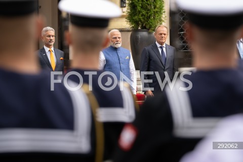  22.08.2024 WARSZAWA<br />
SPOTKANIE PREMIERA DONALDA TUSKA Z PREMIEREM REPUBLIKI INDII NARENDRA MODIM<br />
PRIME MINISTER NARENDRA MODI ARRIVES IN POLAND FOR FIRST VISIT BY INDIAN PRIME MINISTER IN 45 YEARS<br />
N/Z DONALD TUSK NARENDRA MODI<br />
FOT. MARCIN BANASZKIEWICZ/FOTONEWS  