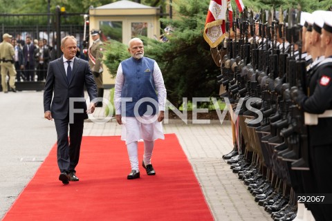  22.08.2024 WARSZAWA<br />
SPOTKANIE PREMIERA DONALDA TUSKA Z PREMIEREM REPUBLIKI INDII NARENDRA MODIM<br />
PRIME MINISTER NARENDRA MODI ARRIVES IN POLAND FOR FIRST VISIT BY INDIAN PRIME MINISTER IN 45 YEARS<br />
N/Z DONALD TUSK NARENDRA MODI<br />
FOT. MARCIN BANASZKIEWICZ/FOTONEWS  