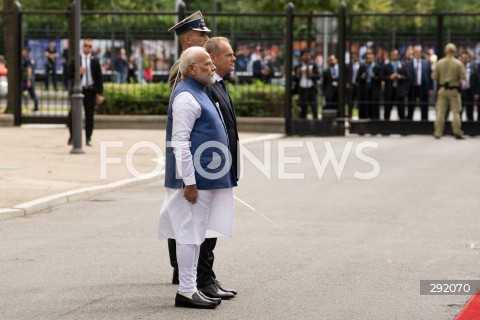  22.08.2024 WARSZAWA<br />
SPOTKANIE PREMIERA DONALDA TUSKA Z PREMIEREM REPUBLIKI INDII NARENDRA MODIM<br />
PRIME MINISTER NARENDRA MODI ARRIVES IN POLAND FOR FIRST VISIT BY INDIAN PRIME MINISTER IN 45 YEARS<br />
N/Z DONALD TUSK NARENDRA MODI<br />
FOT. MARCIN BANASZKIEWICZ/FOTONEWS  