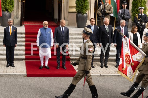  22.08.2024 WARSZAWA<br />
SPOTKANIE PREMIERA DONALDA TUSKA Z PREMIEREM REPUBLIKI INDII NARENDRA MODIM<br />
PRIME MINISTER NARENDRA MODI ARRIVES IN POLAND FOR FIRST VISIT BY INDIAN PRIME MINISTER IN 45 YEARS<br />
N/Z DONALD TUSK NARENDRA MODI SUBRAHMANYAM JAISHANKAR RADOSLAW SIKORSKI PAWEL GRAS PAWEL ZALEWSKI<br />
FOT. MARCIN BANASZKIEWICZ/FOTONEWS  