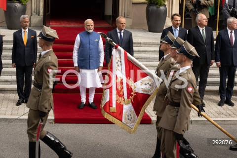  22.08.2024 WARSZAWA<br />
SPOTKANIE PREMIERA DONALDA TUSKA Z PREMIEREM REPUBLIKI INDII NARENDRA MODIM<br />
PRIME MINISTER NARENDRA MODI ARRIVES IN POLAND FOR FIRST VISIT BY INDIAN PRIME MINISTER IN 45 YEARS<br />
N/Z DONALD TUSK NARENDRA MODI SUBRAHMANYAM JAISHANKAR RADOSLAW SIKORSKI PAWEL GRAS PAWEL ZALEWSKI<br />
FOT. MARCIN BANASZKIEWICZ/FOTONEWS  