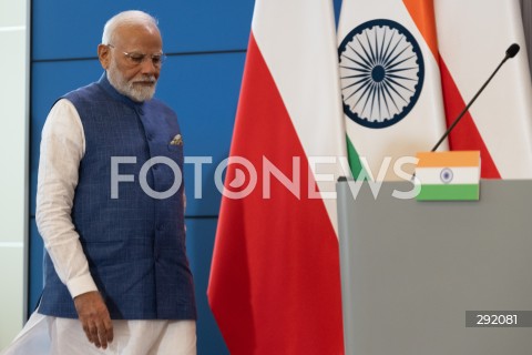  22.08.2024 WARSZAWA<br />
SPOTKANIE PREMIERA DONALDA TUSKA Z PREMIEREM REPUBLIKI INDII NARENDRA MODIM<br />
PRIME MINISTER NARENDRA MODI ARRIVES IN POLAND FOR FIRST VISIT BY INDIAN PRIME MINISTER IN 45 YEARS<br />
N/Z NARENDRA MODI<br />
FOT. MARCIN BANASZKIEWICZ/FOTONEWS  