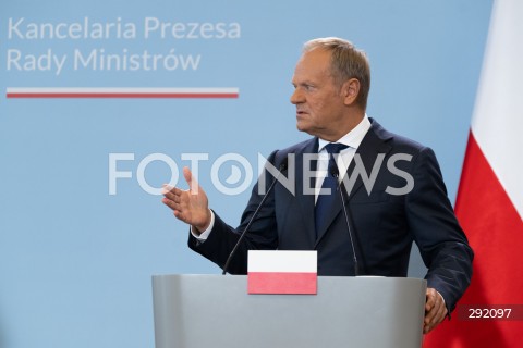  22.08.2024 WARSZAWA<br />
SPOTKANIE PREMIERA DONALDA TUSKA Z PREMIEREM REPUBLIKI INDII NARENDRA MODIM<br />
PRIME MINISTER NARENDRA MODI ARRIVES IN POLAND FOR FIRST VISIT BY INDIAN PRIME MINISTER IN 45 YEARS<br />
N/Z PREMIER DONALD TUSK<br />
FOT. MARCIN BANASZKIEWICZ/FOTONEWS  