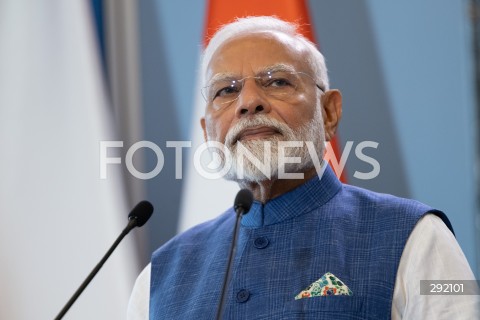  22.08.2024 WARSZAWA<br />
SPOTKANIE PREMIERA DONALDA TUSKA Z PREMIEREM REPUBLIKI INDII NARENDRA MODIM<br />
PRIME MINISTER NARENDRA MODI ARRIVES IN POLAND FOR FIRST VISIT BY INDIAN PRIME MINISTER IN 45 YEARS<br />
N/Z NARENDRA MODI<br />
FOT. MARCIN BANASZKIEWICZ/FOTONEWS  