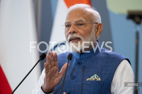  22.08.2024 WARSZAWA<br />
SPOTKANIE PREMIERA DONALDA TUSKA Z PREMIEREM REPUBLIKI INDII NARENDRA MODIM<br />
PRIME MINISTER NARENDRA MODI ARRIVES IN POLAND FOR FIRST VISIT BY INDIAN PRIME MINISTER IN 45 YEARS<br />
N/Z NARENDRA MODI<br />
FOT. MARCIN BANASZKIEWICZ/FOTONEWS  