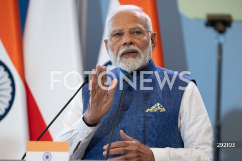  22.08.2024 WARSZAWA<br />
SPOTKANIE PREMIERA DONALDA TUSKA Z PREMIEREM REPUBLIKI INDII NARENDRA MODIM<br />
PRIME MINISTER NARENDRA MODI ARRIVES IN POLAND FOR FIRST VISIT BY INDIAN PRIME MINISTER IN 45 YEARS<br />
N/Z NARENDRA MODI<br />
FOT. MARCIN BANASZKIEWICZ/FOTONEWS  