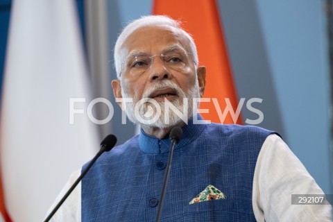  22.08.2024 WARSZAWA<br />
SPOTKANIE PREMIERA DONALDA TUSKA Z PREMIEREM REPUBLIKI INDII NARENDRA MODIM<br />
PRIME MINISTER NARENDRA MODI ARRIVES IN POLAND FOR FIRST VISIT BY INDIAN PRIME MINISTER IN 45 YEARS<br />
N/Z NARENDRA MODI<br />
FOT. MARCIN BANASZKIEWICZ/FOTONEWS  