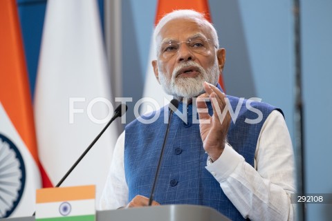  22.08.2024 WARSZAWA<br />
SPOTKANIE PREMIERA DONALDA TUSKA Z PREMIEREM REPUBLIKI INDII NARENDRA MODIM<br />
PRIME MINISTER NARENDRA MODI ARRIVES IN POLAND FOR FIRST VISIT BY INDIAN PRIME MINISTER IN 45 YEARS<br />
N/Z NARENDRA MODI<br />
FOT. MARCIN BANASZKIEWICZ/FOTONEWS  