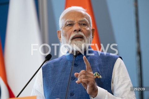  22.08.2024 WARSZAWA<br />
SPOTKANIE PREMIERA DONALDA TUSKA Z PREMIEREM REPUBLIKI INDII NARENDRA MODIM<br />
PRIME MINISTER NARENDRA MODI ARRIVES IN POLAND FOR FIRST VISIT BY INDIAN PRIME MINISTER IN 45 YEARS<br />
N/Z NARENDRA MODI<br />
FOT. MARCIN BANASZKIEWICZ/FOTONEWS  