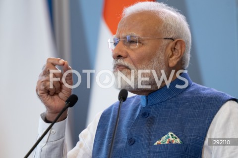  22.08.2024 WARSZAWA<br />
SPOTKANIE PREMIERA DONALDA TUSKA Z PREMIEREM REPUBLIKI INDII NARENDRA MODIM<br />
PRIME MINISTER NARENDRA MODI ARRIVES IN POLAND FOR FIRST VISIT BY INDIAN PRIME MINISTER IN 45 YEARS<br />
N/Z NARENDRA MODI<br />
FOT. MARCIN BANASZKIEWICZ/FOTONEWS  