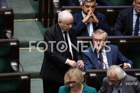  27.09.2024 WARSZAWA<br />
POSIEDZENIE SEJMU RP<br />
N/Z JAROSLAW KACZYNSKI PIOTR GLINSKI<br />
FOT. MARCIN BANASZKIEWICZ/FOTONEWS  