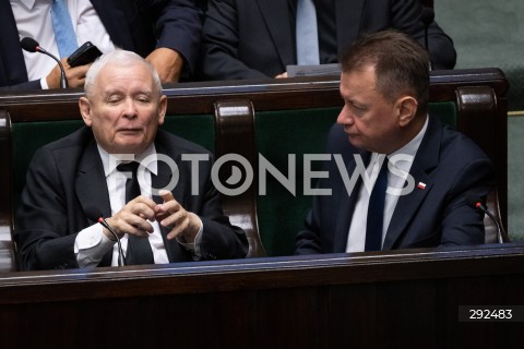  27.09.2024 WARSZAWA<br />
POSIEDZENIE SEJMU RP<br />
N/Z JAROSLAW KACZYNSKI MARIUSZ BLASZCZAK<br />
FOT. MARCIN BANASZKIEWICZ/FOTONEWS  