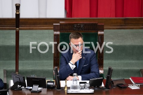  27.09.2024 WARSZAWA<br />
POSIEDZENIE SEJMU RP<br />
N/Z MARSZALEK SEJMU SZYMON HOLOWNIA<br />
FOT. MARCIN BANASZKIEWICZ/FOTONEWS  