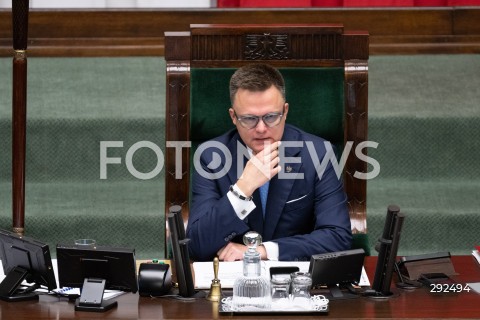  27.09.2024 WARSZAWA<br />
POSIEDZENIE SEJMU RP<br />
N/Z MARSZALEK SEJMU SZYMON HOLOWNIA<br />
FOT. MARCIN BANASZKIEWICZ/FOTONEWS  