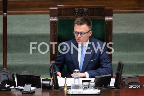  27.09.2024 WARSZAWA<br />
POSIEDZENIE SEJMU RP<br />
N/Z MARSZALEK SEJMU SZYMON HOLOWNIA<br />
FOT. MARCIN BANASZKIEWICZ/FOTONEWS  