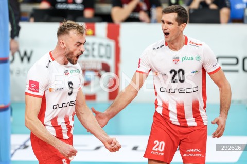  28.09.2024 RZESZOW <br />
SIATKOWKA MEZCZYZN <br />
PLUSLIGA SEZON 2024/2025 <br />
PLUS LIGA POLISH MEN VOLLEYBALL LEAGUE <br />
MECZ ASSECO RESOVIA - ALURON CMC WARTA ZAWIERCIE <br />
N/Z JAKUB BUCKI GREGOR ROPRET RADOSC EMOCJE <br />
 