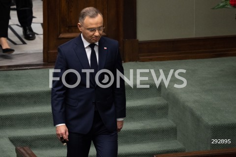  16.10.2024 WARSZAWA<br />
POSIEDZENIE SEJMU RP<br />
OREDZIE PREZYDENTA ANDRZEJA DUDY<br />
N/Z PREZYDENT RP ANDRZEJ DUDA<br />
FOT. MARCIN BANASZKIEWICZ/FOTONEWS  