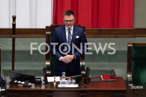  16.10.2024 WARSZAWA<br />
POSIEDZENIE SEJMU RP<br />
OREDZIE PREZYDENTA ANDRZEJA DUDY<br />
N/Z MARSZALEK SEJMU SZYMON HOLOWNIA<br />
FOT. MARCIN BANASZKIEWICZ/FOTONEWS  