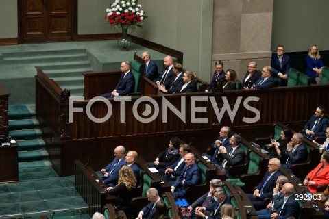  16.10.2024 WARSZAWA<br />
POSIEDZENIE SEJMU RP<br />
OREDZIE PREZYDENTA ANDRZEJA DUDY<br />
N/Z PREZYDENT RP ANDRZEJ DUDA SEJM SALA PLENARNA<br />
FOT. MARCIN BANASZKIEWICZ/FOTONEWS  