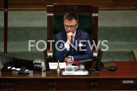  16.10.2024 WARSZAWA<br />
POSIEDZENIE SEJMU RP<br />
OREDZIE PREZYDENTA ANDRZEJA DUDY<br />
N/Z MARSZALEK SEJMU SZYMON HOLOWNIA<br />
FOT. MARCIN BANASZKIEWICZ/FOTONEWS  