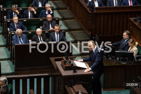  16.10.2024 WARSZAWA<br />
POSIEDZENIE SEJMU RP<br />
OREDZIE PREZYDENTA ANDRZEJA DUDY<br />
N/Z PREZYDENT RP ANDRZEJ DUDA<br />
FOT. MARCIN BANASZKIEWICZ/FOTONEWS  