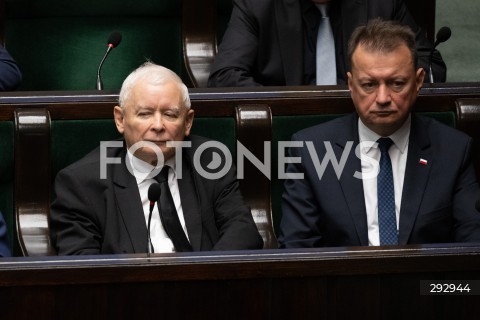  16.10.2024 WARSZAWA<br />
POSIEDZENIE SEJMU RP<br />
OREDZIE PREZYDENTA ANDRZEJA DUDY<br />
N/Z JAROSLAW KACZYNSKI MARUSZ BLASZCZAK<br />
FOT. MARCIN BANASZKIEWICZ/FOTONEWS  