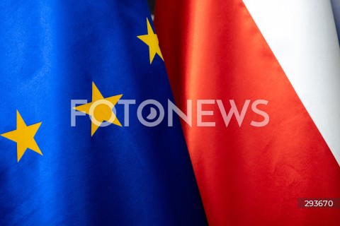  12.11.2024 WARSZAWA<br />
KONFERENCJA PRASOWA MINISTRA RADOSLAWA SIKORSKIEGO Z WYSOKIM PRZEDSTAWICIELEM UE JOSEPEM BORRELLEM<br />
N/Z FLAGA UNII EUROPEJSKIEJ UE I POLSKI<br />
FOT. MARCIN BANASZKIEWICZ/FOTONEWS  