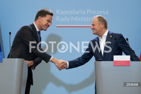  13.11.2024 WARSZAWA<br />
SPOTKANIE PREMIERA DONALDA TUSKA Z SEKRETARZEM GENERALNYM NATO<br />
N/Z MARK RUTTE DONALD TUSK<br />
FOT. MARCIN BANASZKIEWICZ/FOTONEWS  