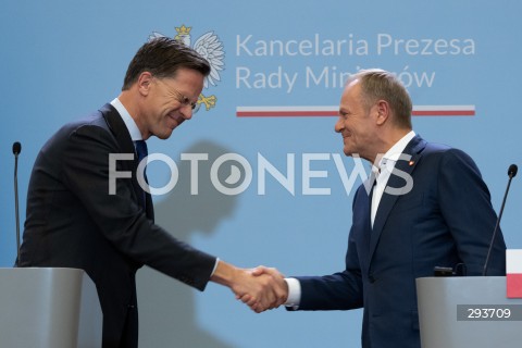  13.11.2024 WARSZAWA<br />
SPOTKANIE PREMIERA DONALDA TUSKA Z SEKRETARZEM GENERALNYM NATO<br />
N/Z MARK RUTTE DONALD TUSK<br />
FOT. MARCIN BANASZKIEWICZ/FOTONEWS  