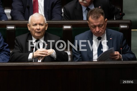  21.11.2024 WARSZAWA<br />
POSIEDZENIE SEJMU RP<br />
N/Z JAROSLAW KACZYNSKI MARIUSZ BLASZCZAK<br />
FOT. MARCIN BANASZKIEWICZ/FOTONEWS  