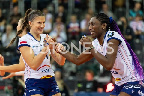  28.11.2024 LODZ <br />
CEV WOMENS CHAMPIONS LEAGUE<br />
PGE GROT BUDOWLANI LODZ - VASAS OBUDA BUDAPEST<br />
N/Z TERRY ENWEONWU ALICJA GRABKA RADOSC EMOCJE<br />
 