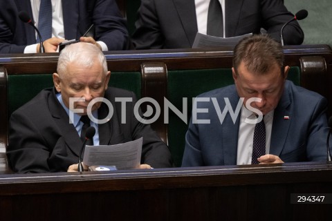  05.12.2024 WARSZAWA<br />
POSIEDZENIE SEJMU RP<br />
N/Z JAROSLAW KACZYNSKI MARIUSZ BLASZCZAK<br />
FOT. MARCIN BANASZKIEWICZ/FOTONEWS  