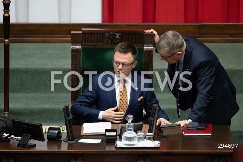  09.01.2025 WARSZAWA<br />
POSIEDZENIE SEJMU RP<br />
N/Z SZYMON HOLOWNIA ZBIGNIEW KUZMIUK<br />
FOT. MARCIN BANASZKIEWICZ/FOTONEWS  