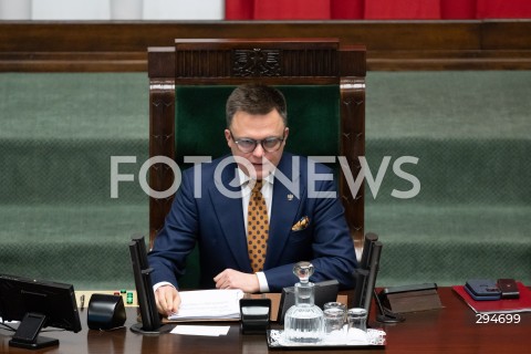  09.01.2025 WARSZAWA<br />
POSIEDZENIE SEJMU RP<br />
N/Z MARSZALEK SZYMON HOLOWNIA<br />
FOT. MARCIN BANASZKIEWICZ/FOTONEWS  