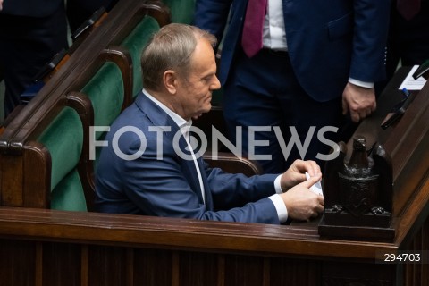  09.01.2025 WARSZAWA<br />
POSIEDZENIE SEJMU RP<br />
N/Z PREMIER DONALD TUSK<br />
FOT. MARCIN BANASZKIEWICZ/FOTONEWS  