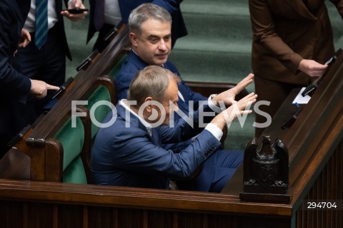  09.01.2025 WARSZAWA<br />
POSIEDZENIE SEJMU RP<br />
N/Z PREMIER DONALD TUSK<br />
FOT. MARCIN BANASZKIEWICZ/FOTONEWS  