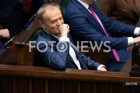  09.01.2025 WARSZAWA<br />
POSIEDZENIE SEJMU RP<br />
N/Z PREMIER DONALD TUSK<br />
FOT. MARCIN BANASZKIEWICZ/FOTONEWS  