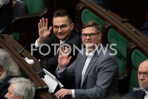  09.01.2025 WARSZAWA<br />
POSIEDZENIE SEJMU RP<br />
N/Z ADRIAN WITCZAK PATRYK JASKOLSKI<br />
FOT. MARCIN BANASZKIEWICZ/FOTONEWS  