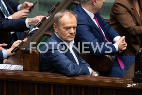  09.01.2025 WARSZAWA<br />
POSIEDZENIE SEJMU RP<br />
N/Z PREMIER DONALD TUSK<br />
FOT. MARCIN BANASZKIEWICZ/FOTONEWS  